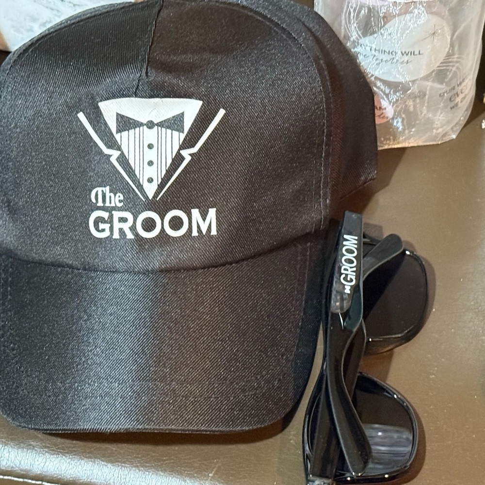 Groom wedding day hat sunglasses bachelor party
